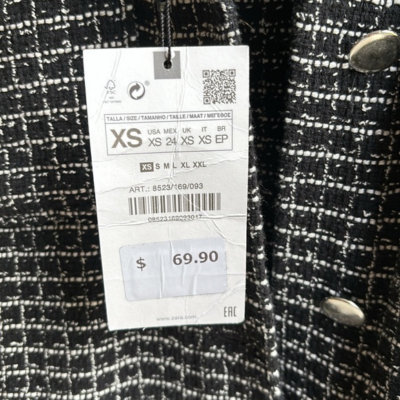 Zara- NWT BOUCLÉ shacket/ jacket button up shirt XS - Picture 3 of 7
